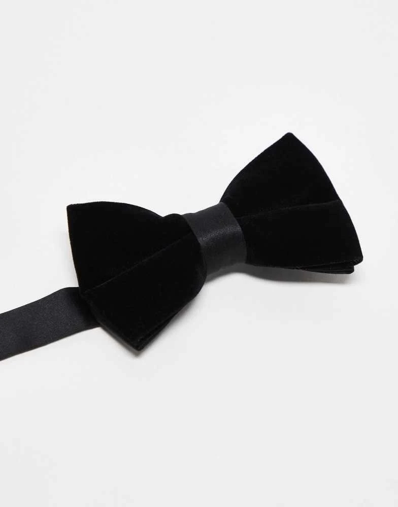 ASOS ASOS DESIGN velvet bow tie with satin detail in black 3