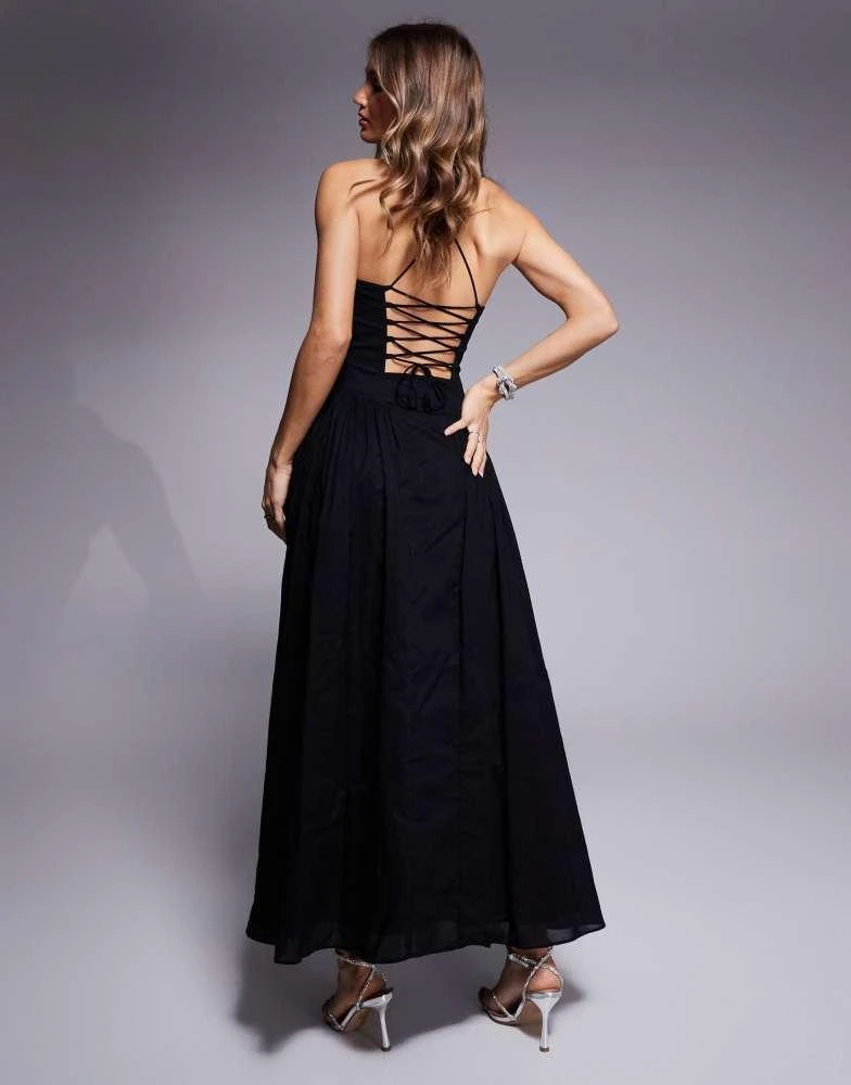 Shop Bardot tie back corset maxi dress in black on Sale at BeyondStyle   Get 20% Off Bardot tie back corset maxi dress in black with Limited-Time  Flash Deals, Exclusive Discounts, and