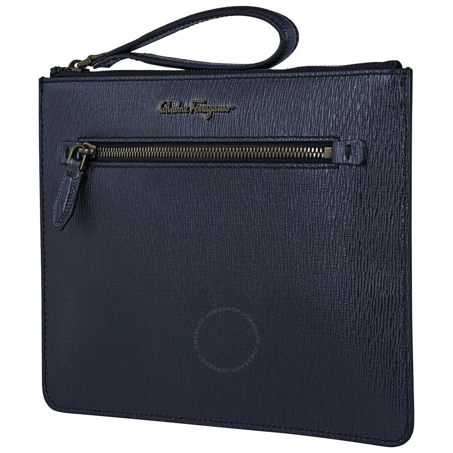 Ferragamo Salvatore Ferragamo Calfskin Leather Document Holder In Navy Blue 1