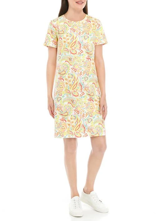 Kim Rogers® Rogers Womens Short Sleeve Crew Neck Allover Print Dress 1