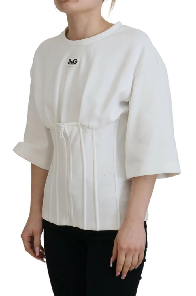 Dolce & Gabbana White Corset Stretch Cotton Top T-shirt 2