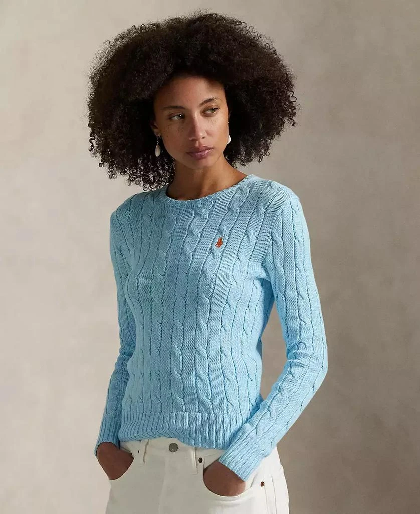 Ralph Lauren Women's Cable-Knit Cotton Crewneck Sweater 1