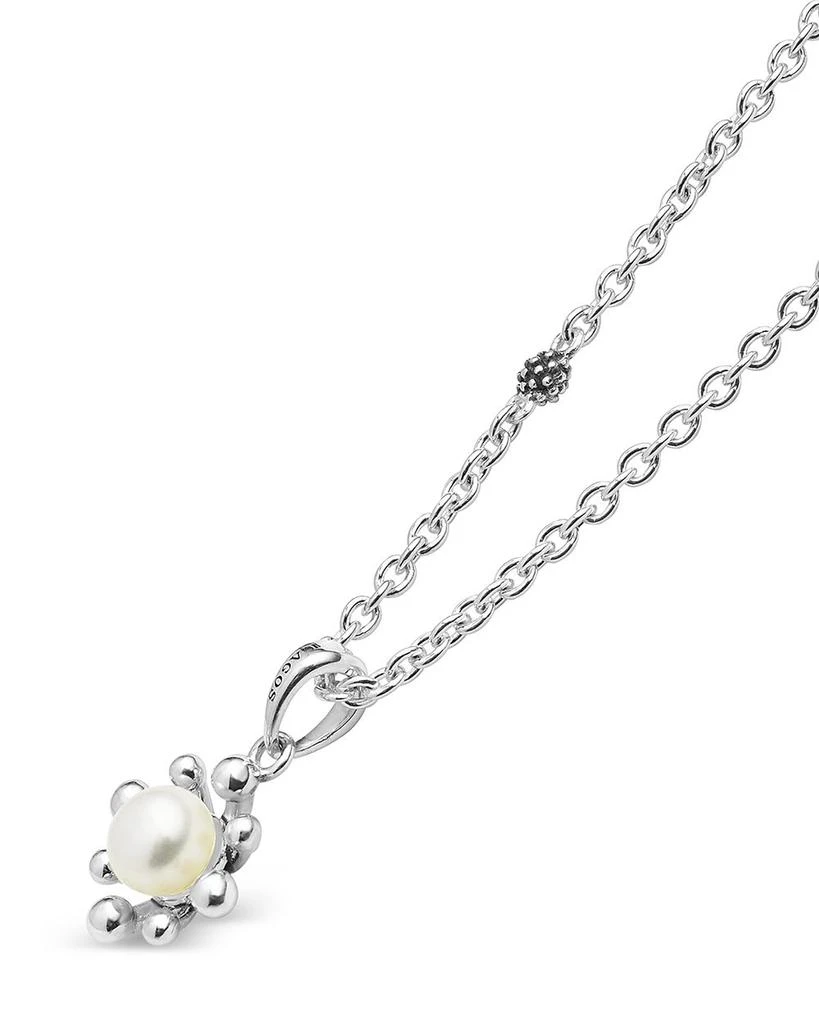 LAGOS Sterling Silver Luna Cultured Pearl Fleur Pendant Necklace, 16"-18" 4