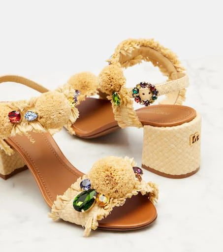 Dolce
Gabbana Embellished raffia-effect sandals 5
