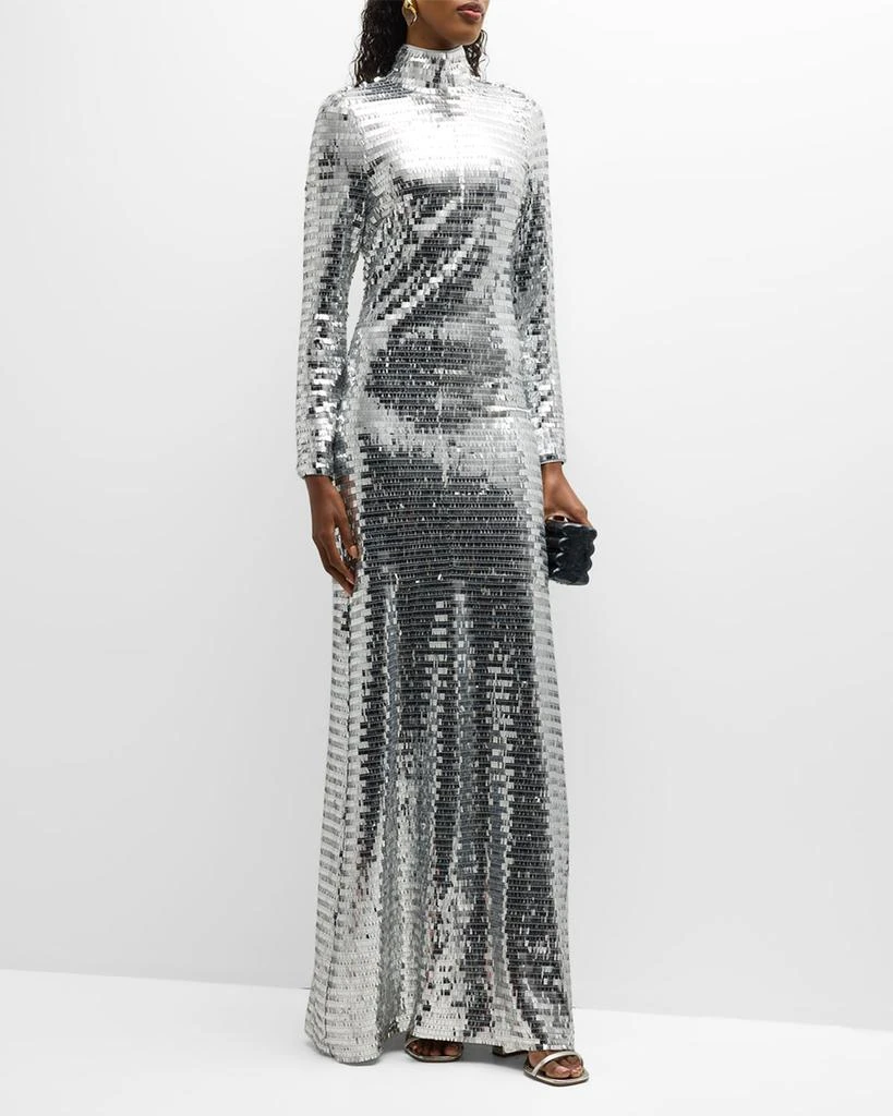 Simon Miller Sequin Sculpty High-Collar Maxi Dress 3