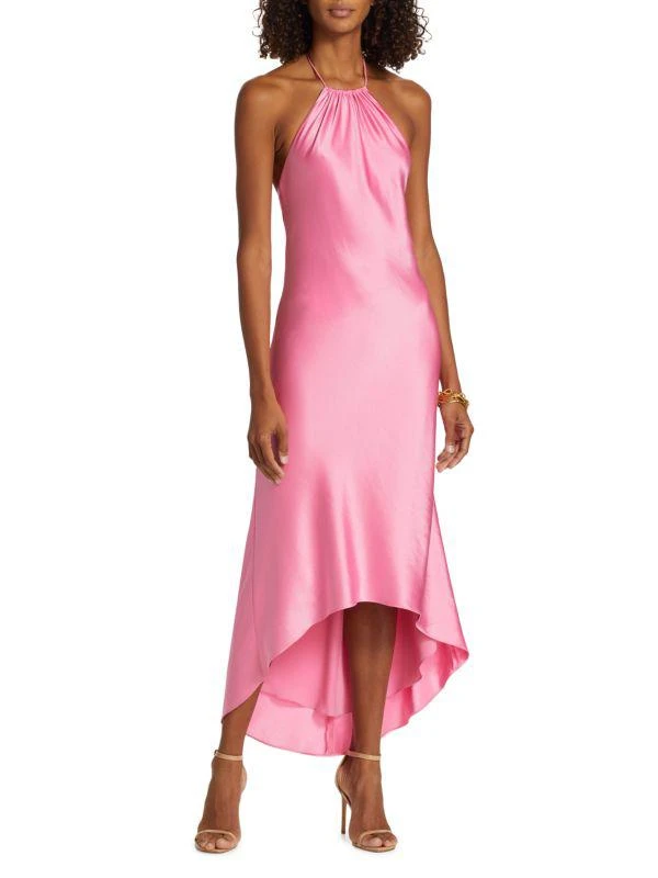 Alice + Olivia Rayni Satin Halter Midi-Dress 1