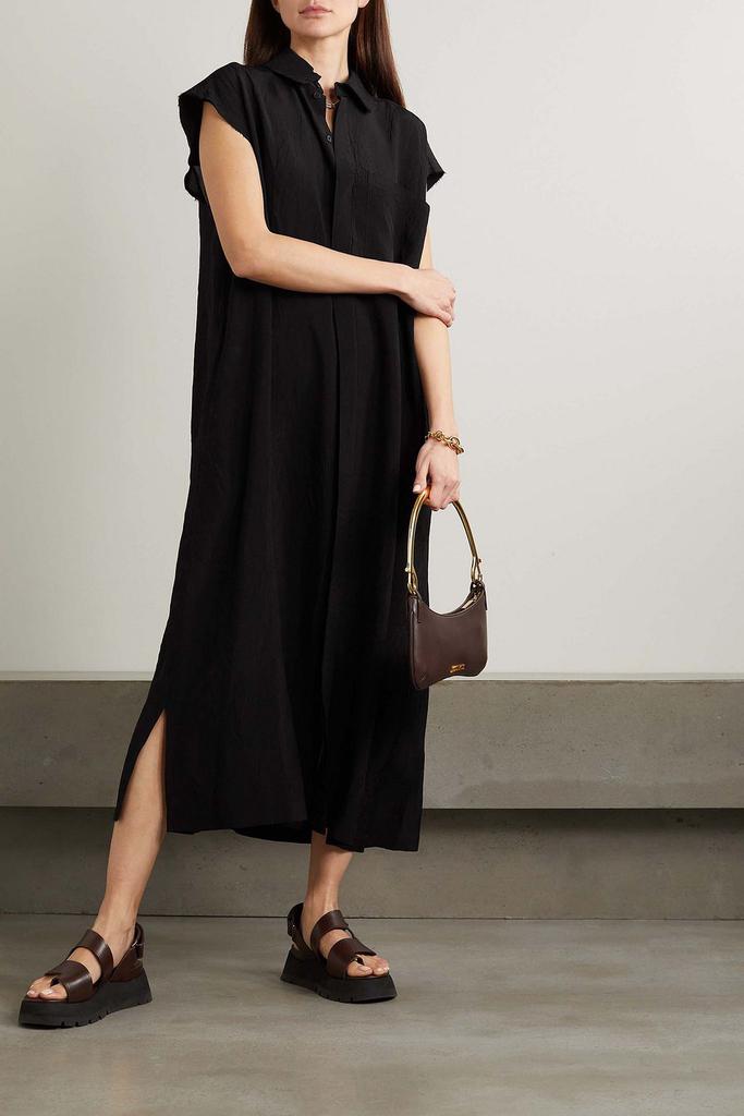 GAUCHERE Frayed crepe de chine midi shirt dress