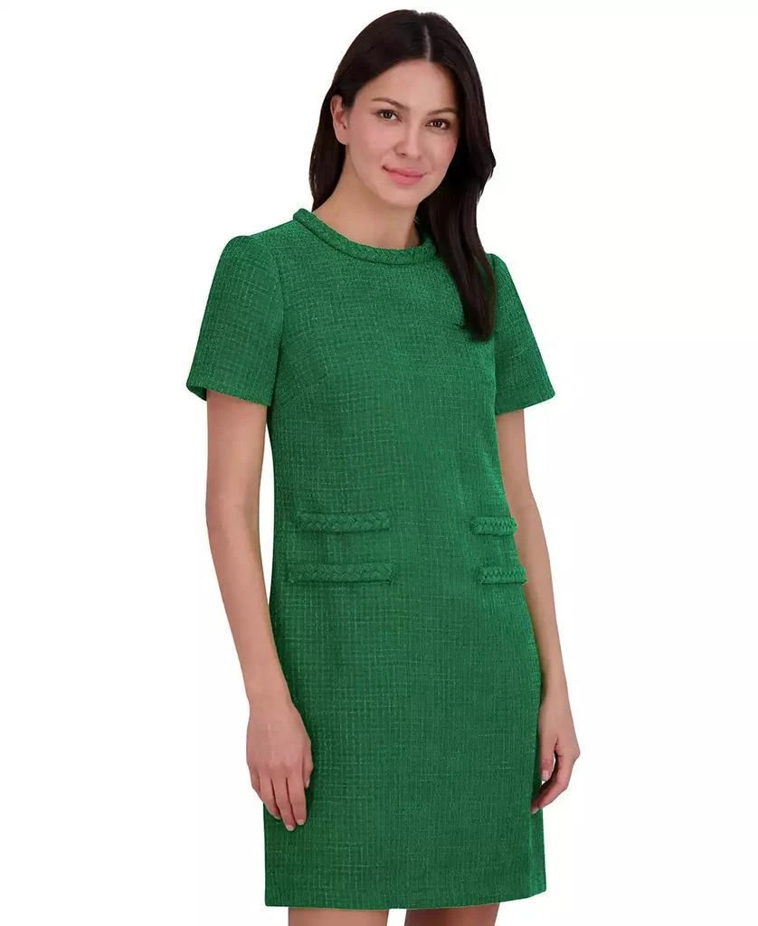 Eliza J Petite Braided-Trim Short-Sleeve Shift Dress 4