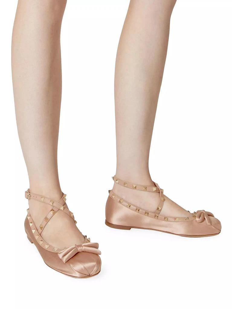 Valentino Rockstud Satin Ballerina 6