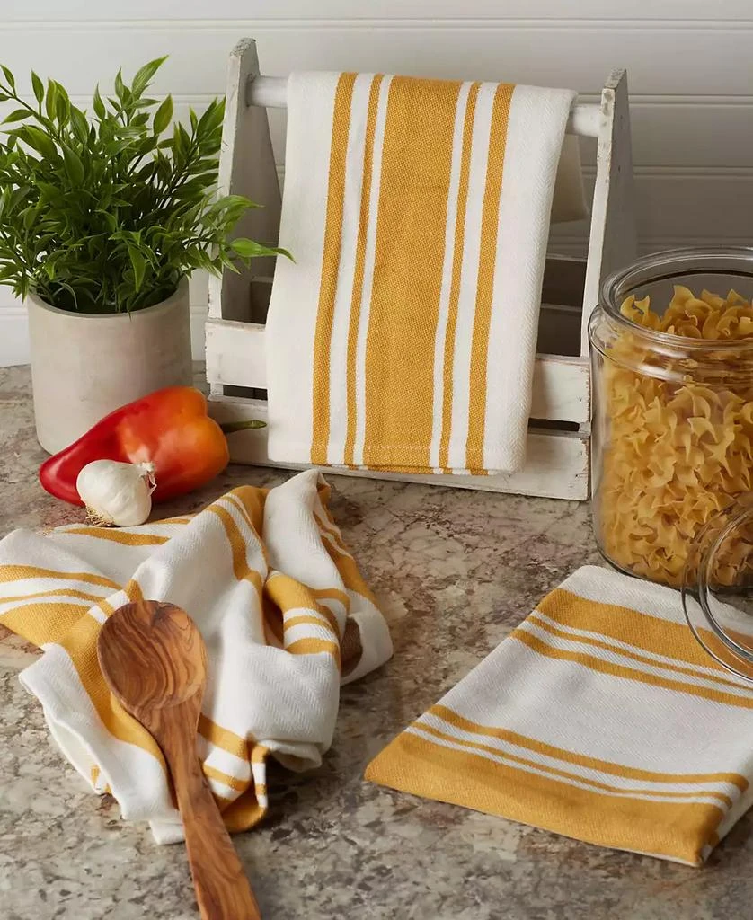 Design Imports Everyday Kitchen Dishtowel Collection Large Chef Stripe Tea Towel, 18x28", Honey Gold, 3 Count 3
