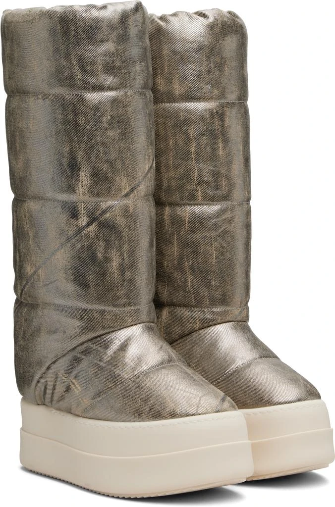 Rick Owens Silver Concordians Mega Bumper Knee High Lunar Boots 4