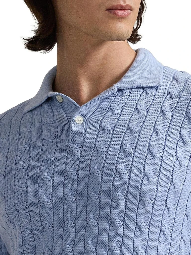 Ralph Lauren Cable-Knit Cotton Polo-Collar Sweater 5