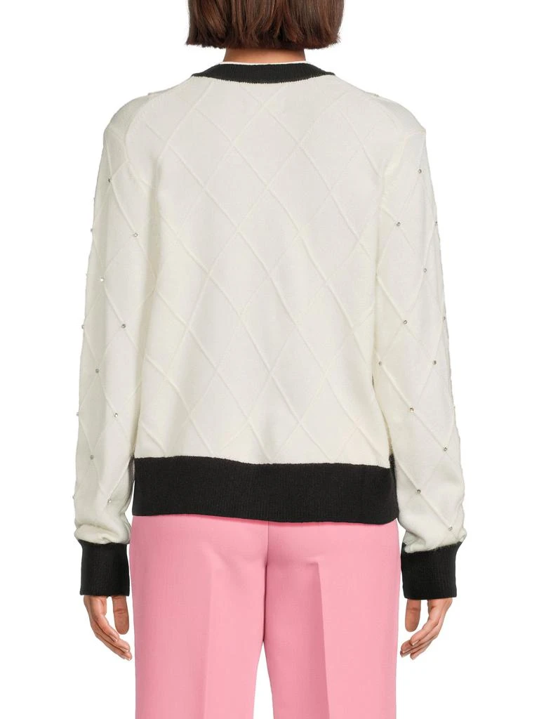 Karl Lagerfeld Paris Contrast Trim Rhinestone-Embellished Cardigan 2