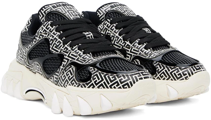 Balmain Black & White B-East Calfskin Sneakers 4