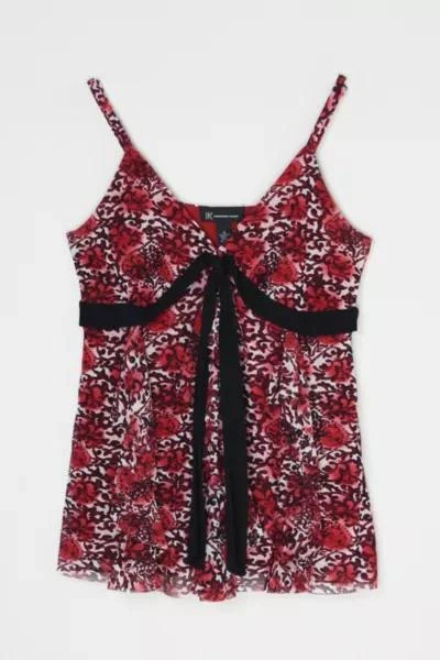 Urban Outfitters Vintage Y2k Dark Red Layered Top with Tie 1