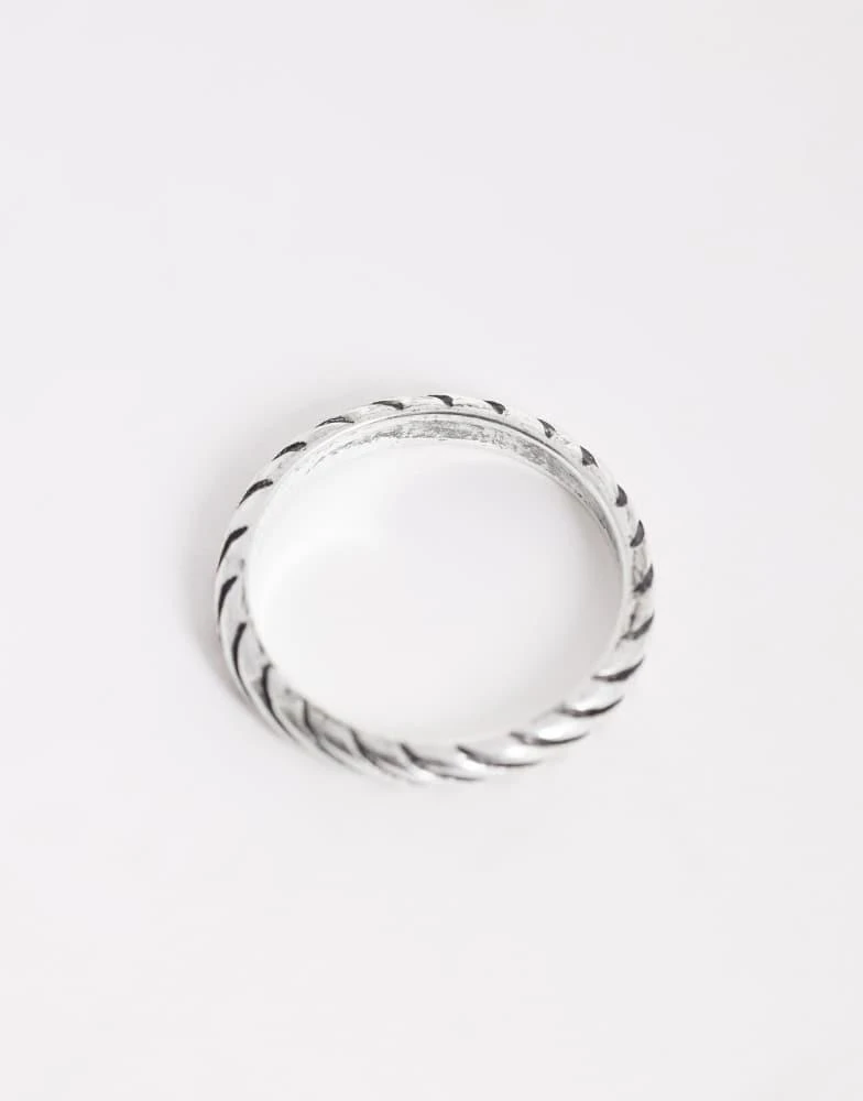 ASOS ASOS DESIGN twisted band ring in burnished silver 3