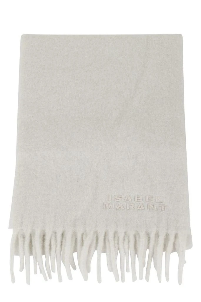 Isabel Marant Ecru Alpaca Blend Scarf With Fringed Ends
