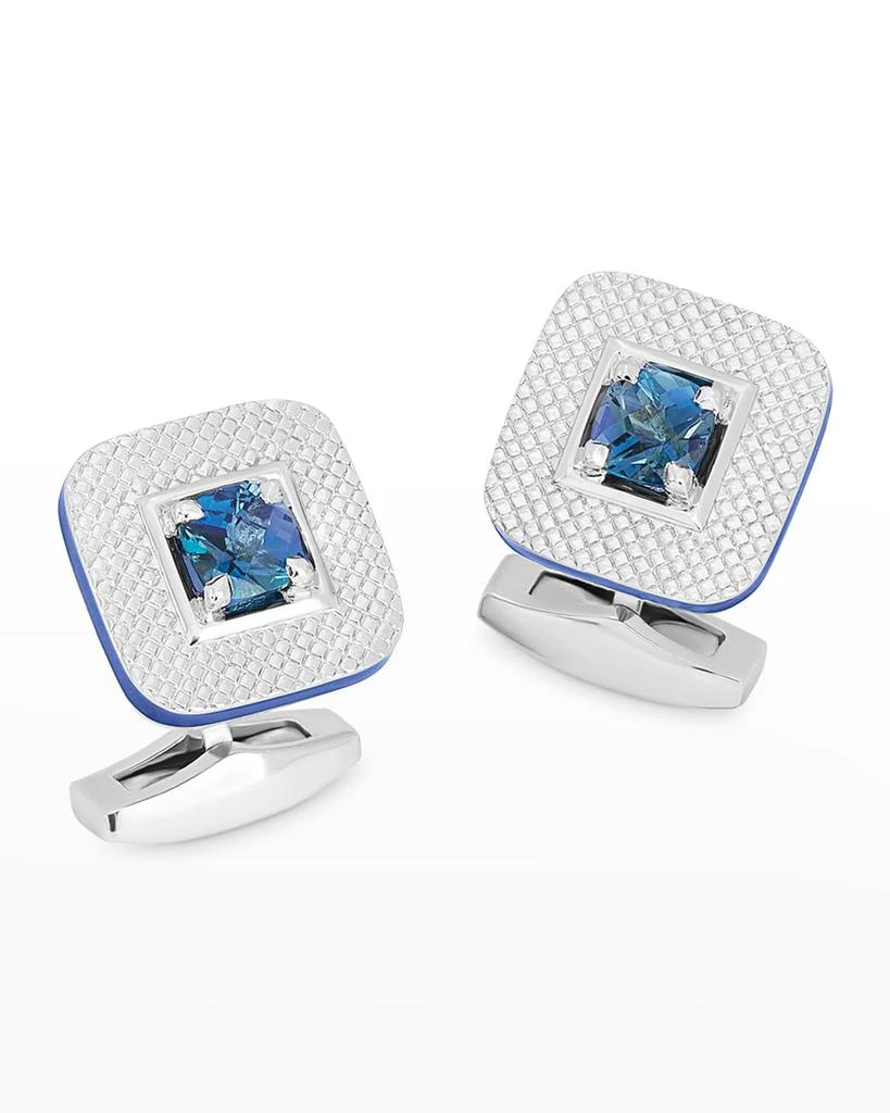 Tateossian Men's Sterling Silver Topaz Cufflinks 1