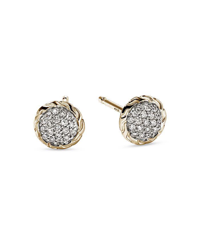 John Hardy JH Essentials 14K Yellow Gold Diamond Pavé Stud Earrings