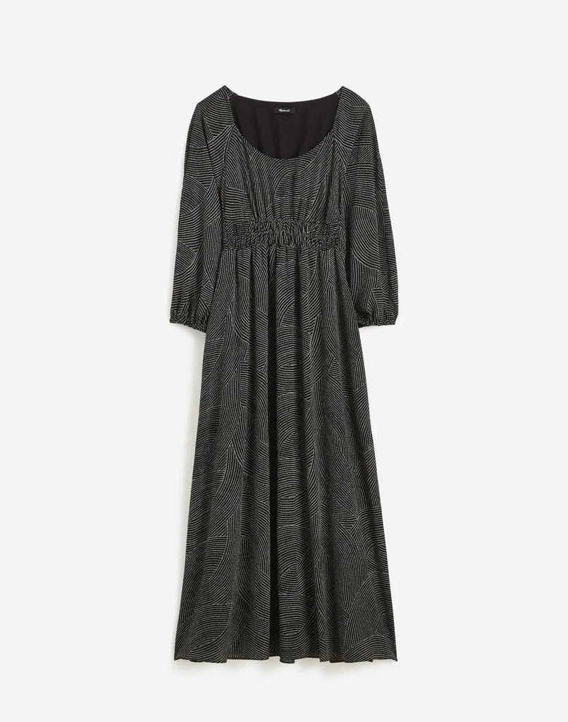 Madewell Balloon-Sleeve Ruched Midi Dress in Dot 6