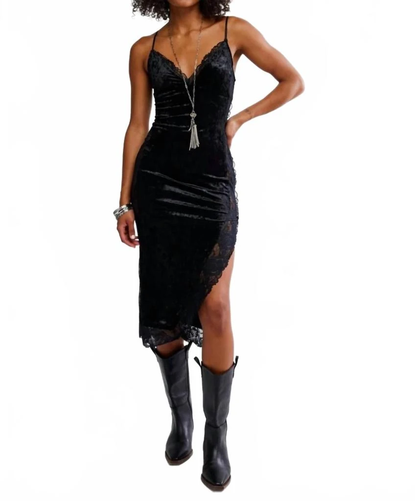 Free People Raise A Toast Midi Slip Dress In Black