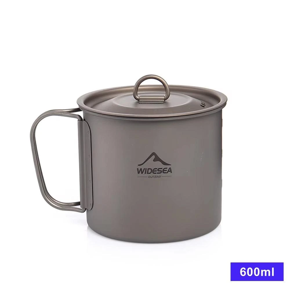 OUTRAKKS Camping Mug Titanium Cup Tourist Tableware Picnic Utensils Outdoor Kitchen Equipment Travel Cooking Set Cookware Hiking - 600Ml