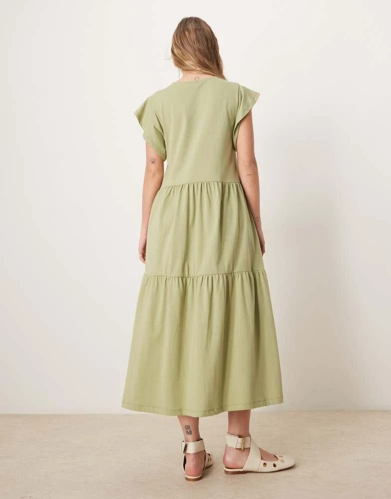 hunter green dress pants Zapakasa Women Dusty Sage Tiered Long Bridesmaid Dress Pleated V-Neck  A-Line Wedding Guest Dress with Slit
