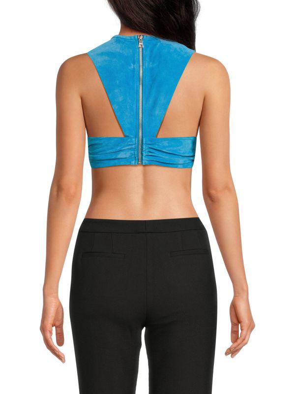 LaQuan Smith Knot Cutout Suede Crop Top
