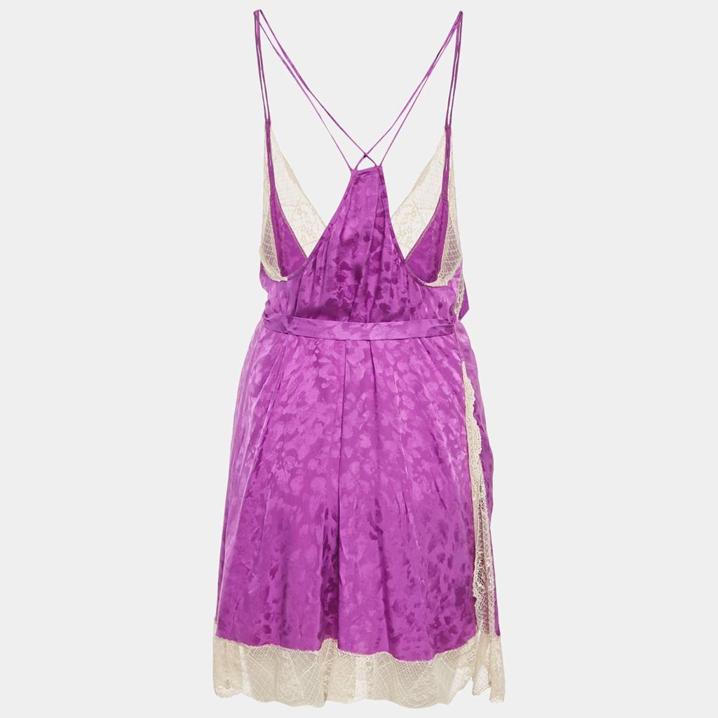 Zadig & Voltaire Purple Silk Jacquard Belted Cathy Leo Camisole XS
