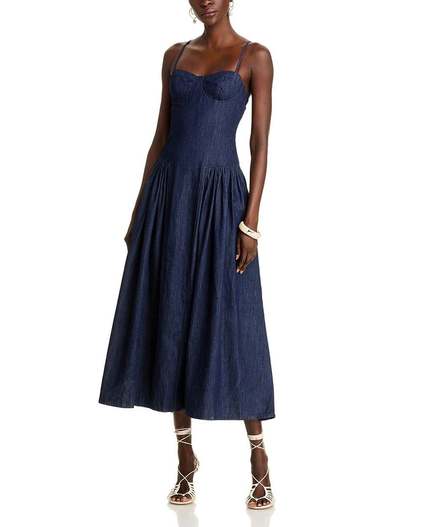 AQUA Denim Bustier Midi Dress - Exclusive 3