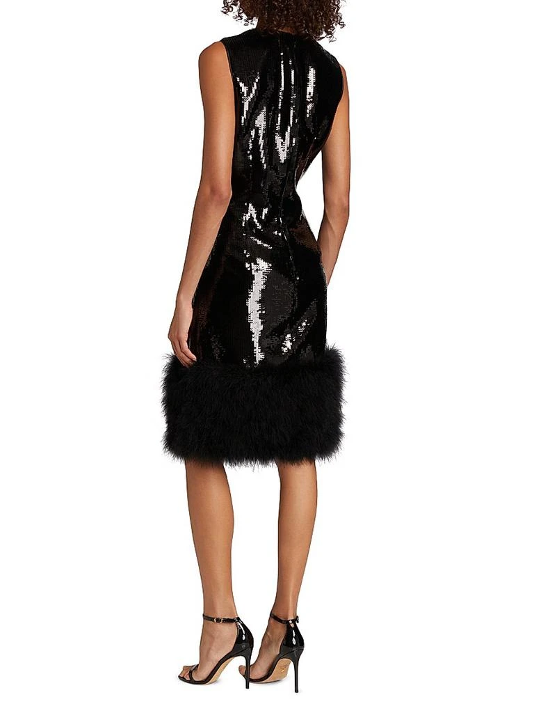 Tahari Heritage Chiara Sequin Feather-Trim Dress 5