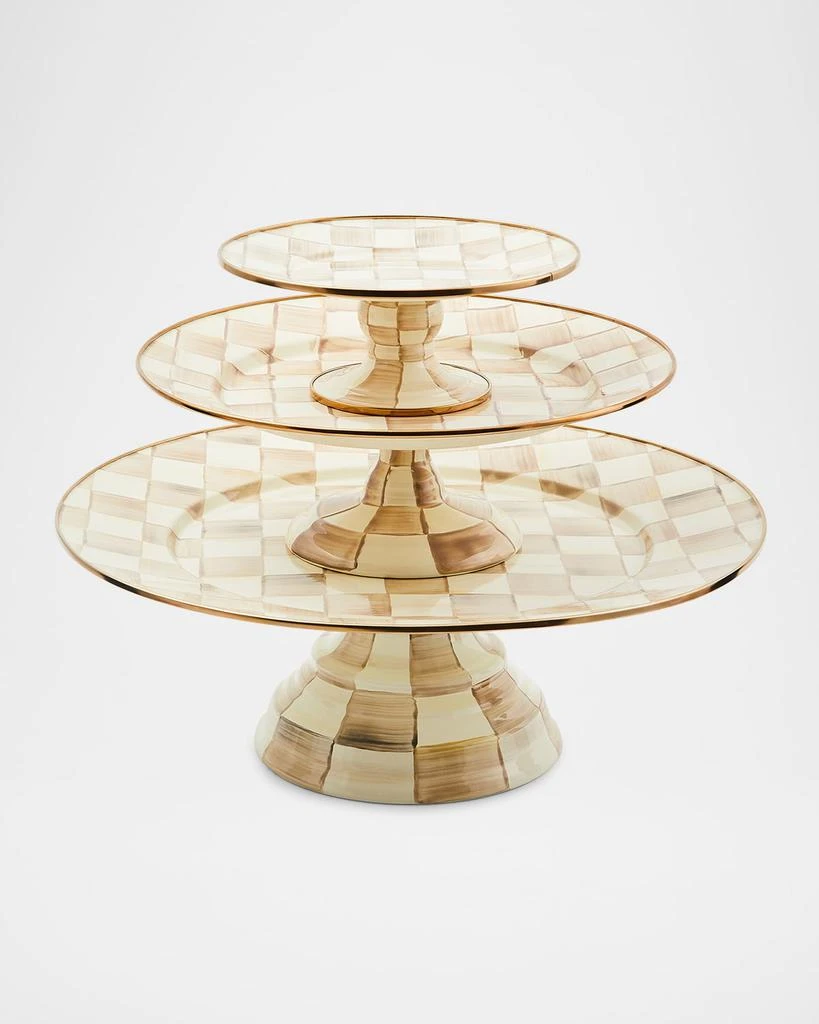 MacKenzie-Childs Mocha Check Small Pedestal Platter 3