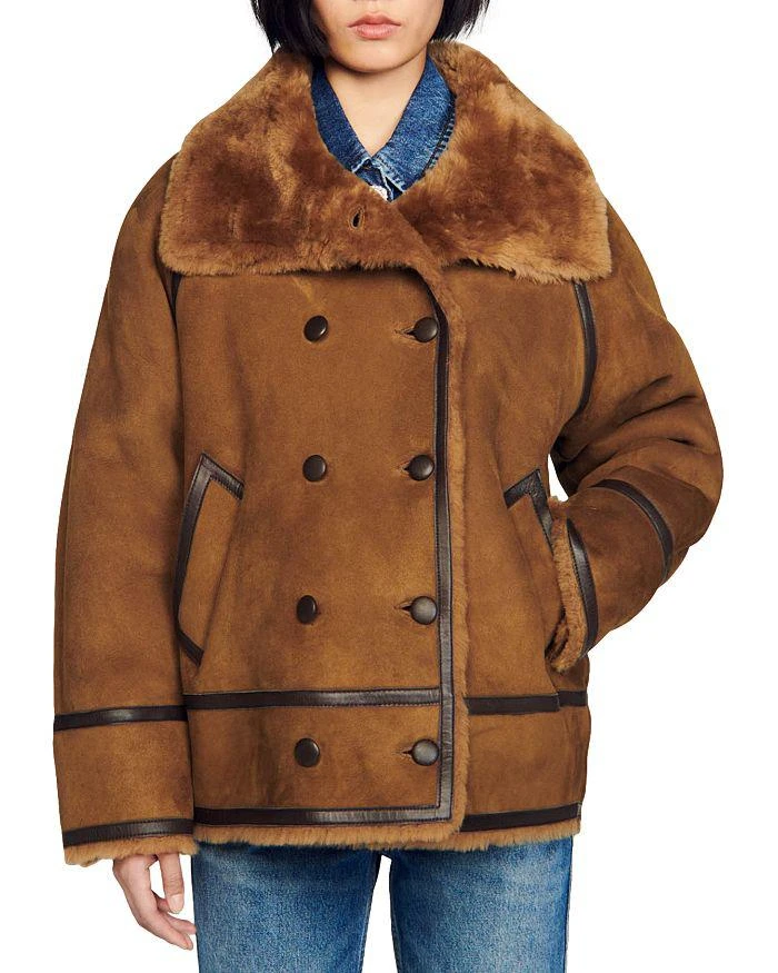 Sandro Oversized Shearling Coat 1