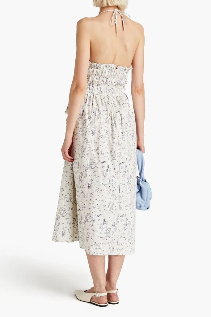 shrimps Liberty shirred printed cotton-poplin halterneck midi dress 3