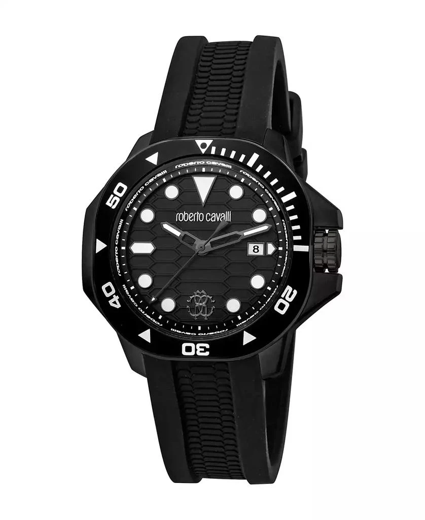 Roberto Cavalli Men's Quartz Black Rubber Watch 1