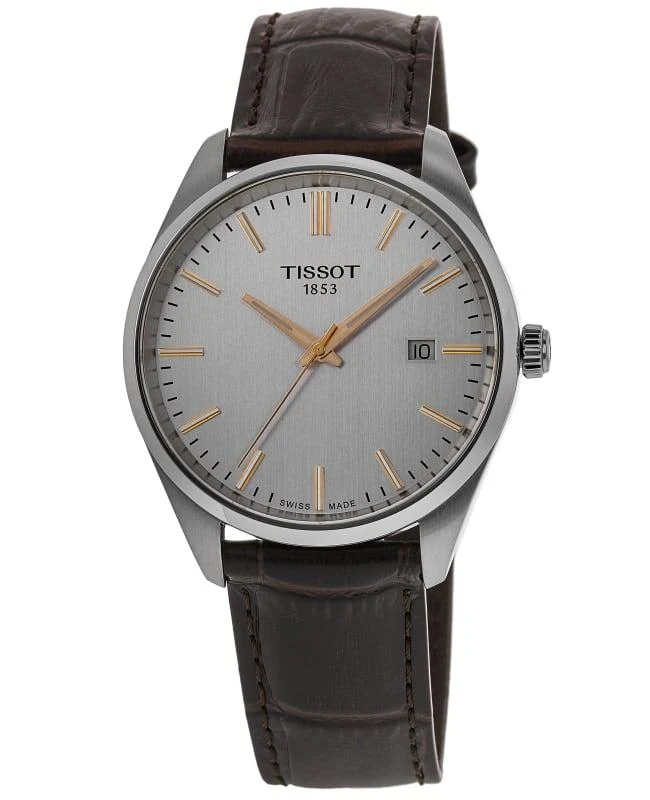 Tissot Tissot PR 100 Quartz Silver Dial Brown Leather Strap Men's Watch T150.410.16.031.00 1