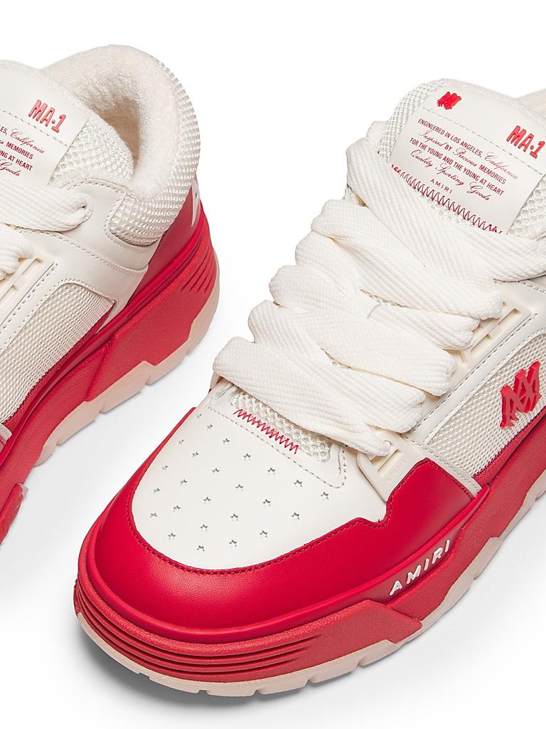 【個性を放つ】AMIRI ホワイト＆レッド Varsity MA-1 スニーカー White & Red Varsity MA-1 Sneakers by AMIRI on Sale