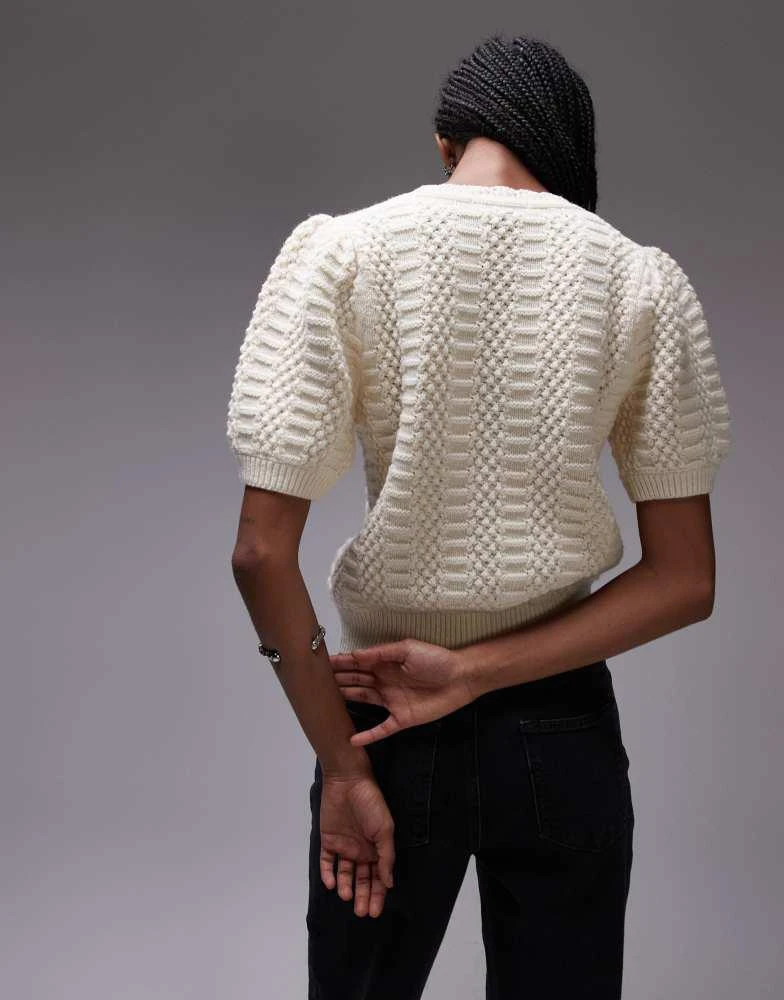& Other Stories & Other Stories short sleeve knitted top in white with scallop edge neckline 4