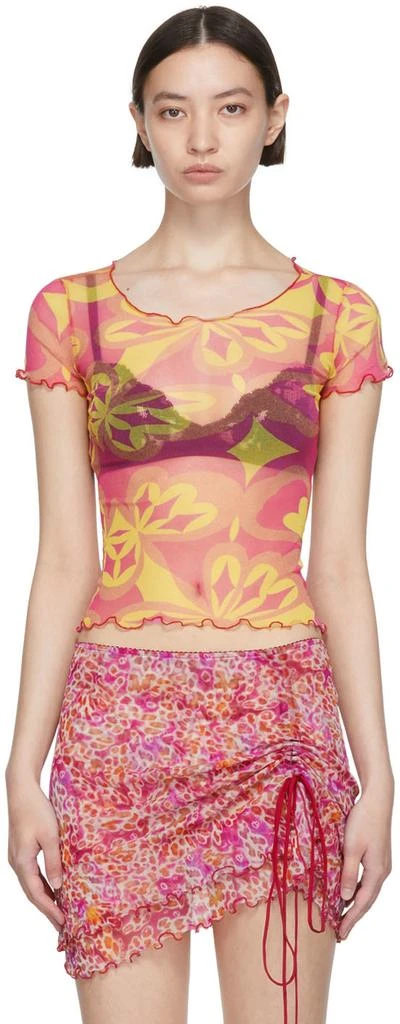 PRISCAVera SSENSE Exclusive Pink Nylon T-Shirt 1
