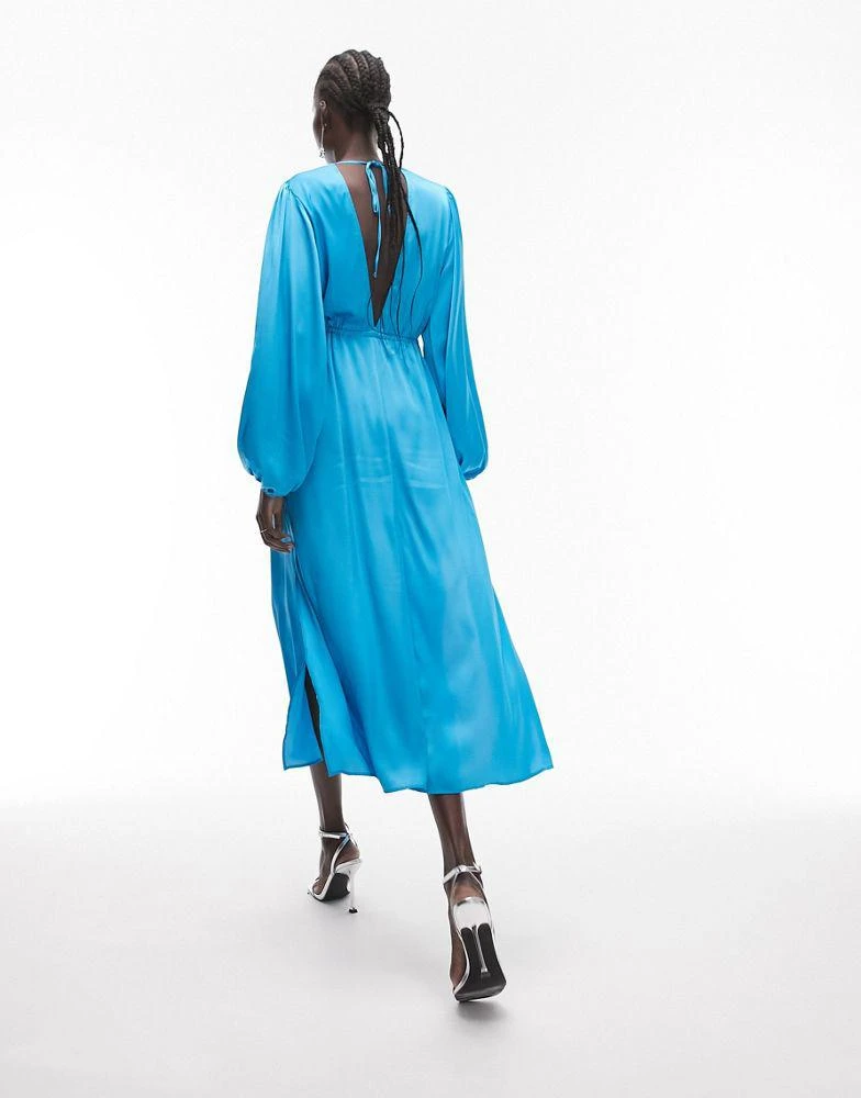 Topshop Tall Topshop Tall long sleeve riveria occasion dress in blue 2