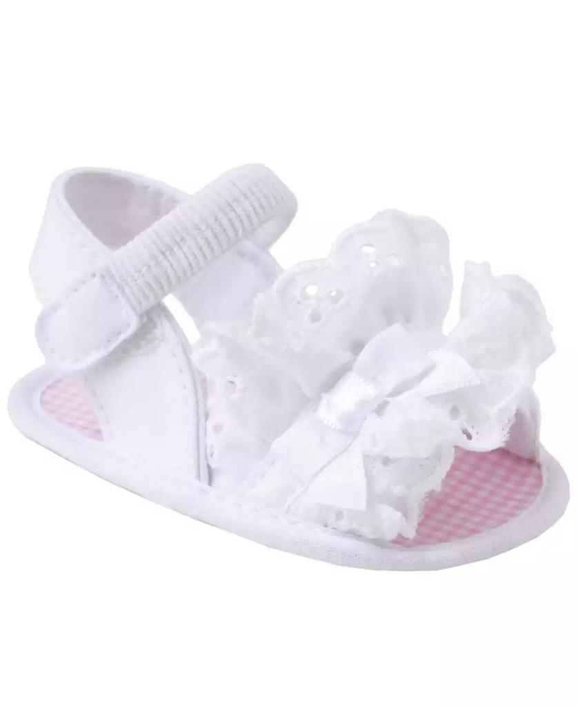 Baby Deer Baby Girl Broadcloth Sandal with Eyelet Ruffles