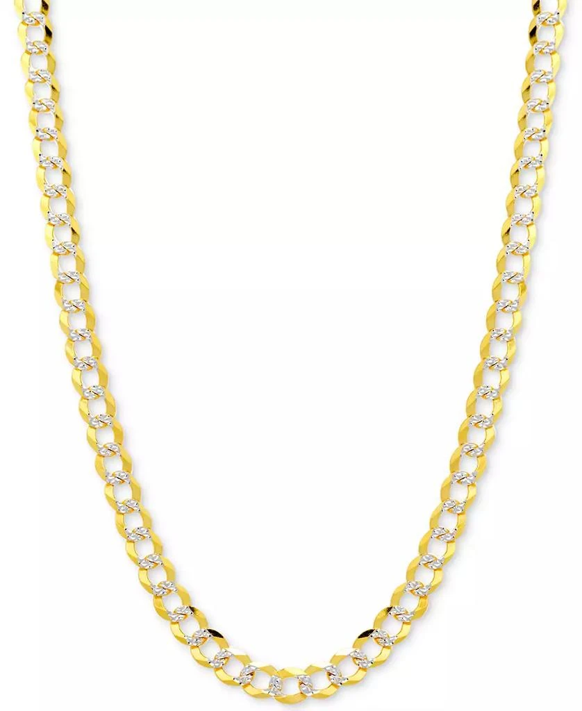 Italian Gold 30" Two-Tone Open Curb Link Chain Necklace (3-1/6mm) in Solid 14k Gold & White Gold 1