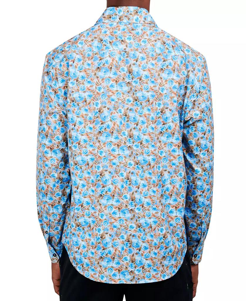 Society of Threads Men's Slim-Fit Performance Stretch Floral Print Long-Sleeve Button-Down Shirt
