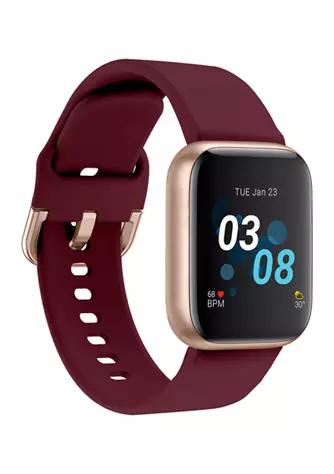 B FIT WATCH Itouch Air 3 Touchscreen Smartwatch Fitness Tracker For Men And Women Rose Gold Case With Merlot Strap