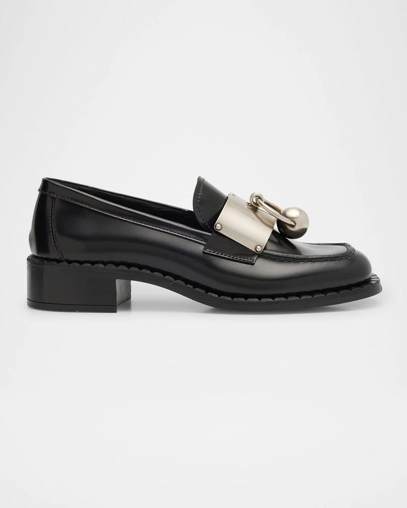 Prada Brushed Leather Ball Chain Loafers 1