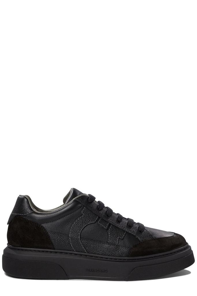 Salvatore Ferragamo Black Leather And Suede Cassina Sneakers