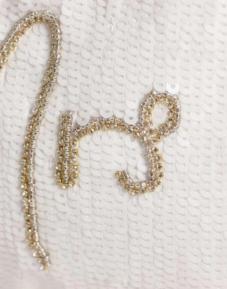 Accessorize Accessorize mrs embellished pouch beaded purse in white 4