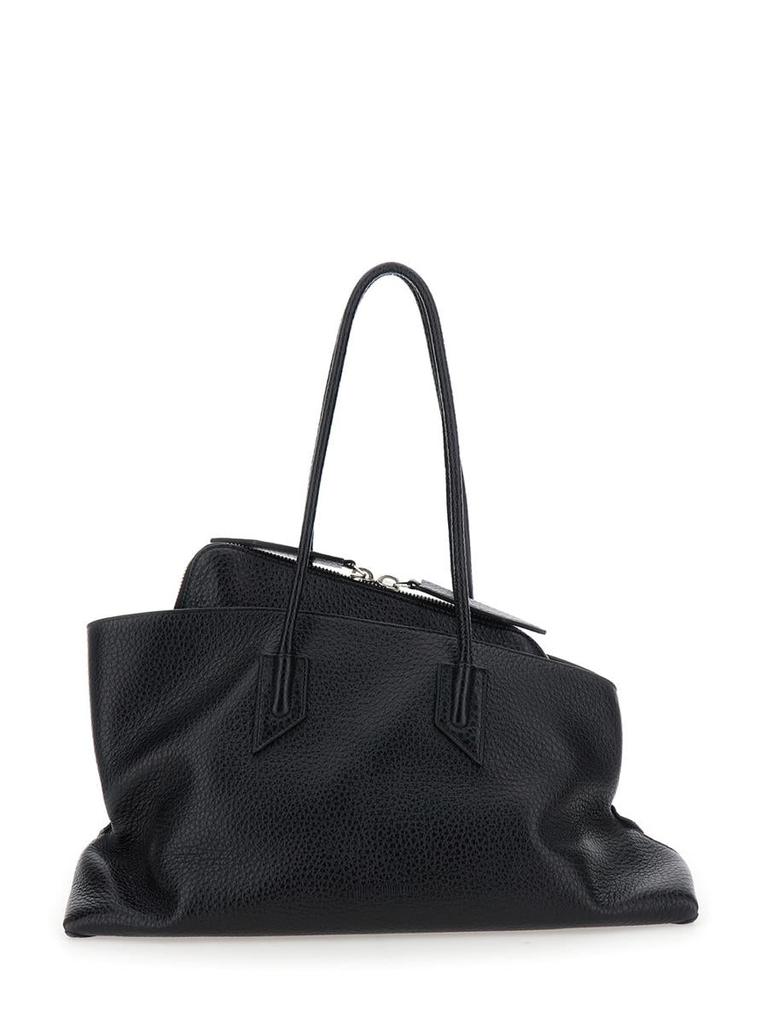 The Attico 'La Passeggiata' Black Shoulder Bag With Two Top Handles In Leather Woman