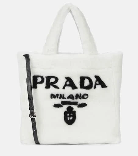 Prada Medium logo shearling tote 1