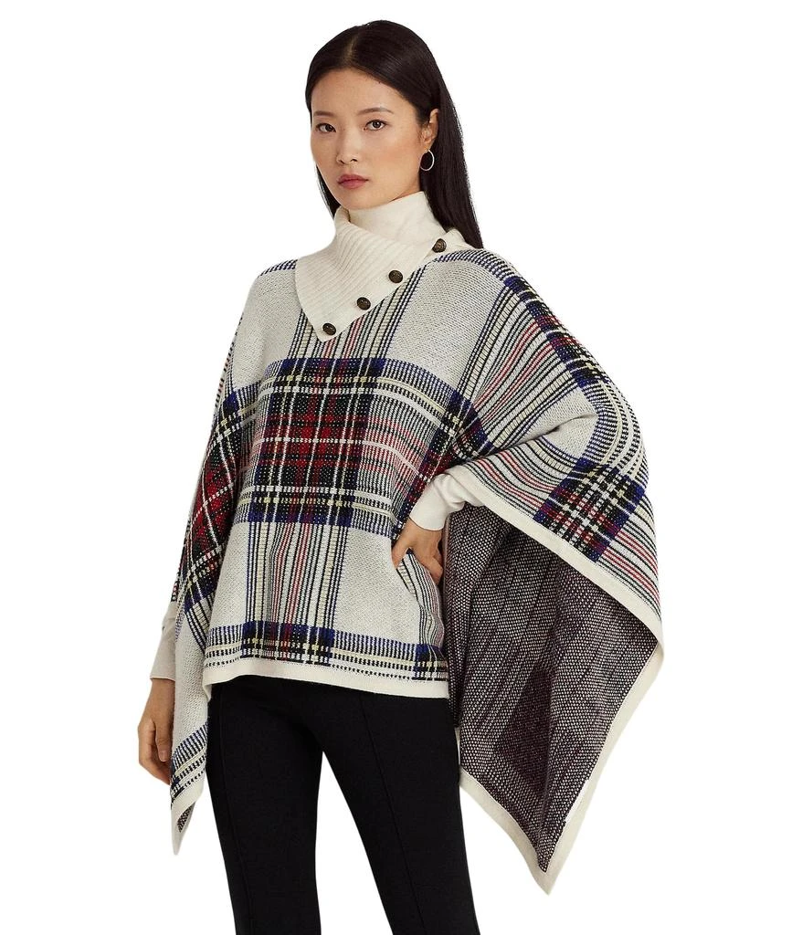 Ralph Lauren Checked Plaid Wool-Blend Poncho 1
